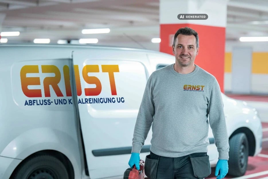 Servicefahrzeug von Ernst Abfluss- und Kanalreinigung im Einsatz